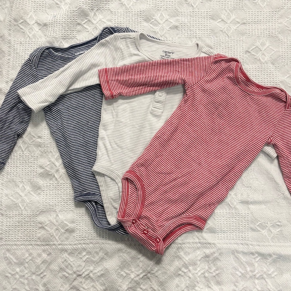 Carter's Striped Bodysuit Trio - Navy, White, Red